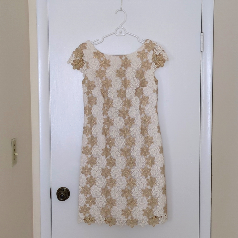 Lilly Pulitzer Barbara Lace Dress - White and Gold